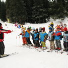 Първи стъпки в ските. Децата бързо усвояват уроците на ски-учителите и с всеки изминал ден стават по-уверени в уменията си.